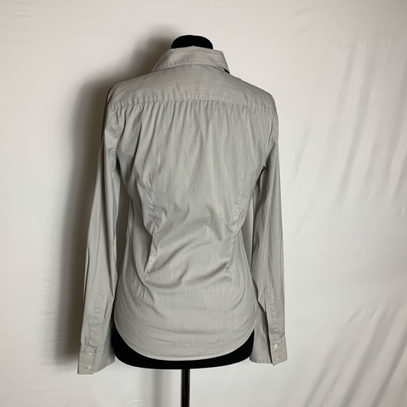 Theory Stripe Button-Up Long Sleeve Blouse Size M - Picture 4 of 9